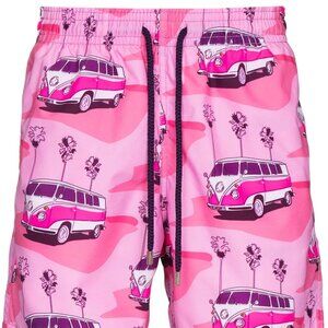 Mens Rose Litchi Van Graphic-print Swim Shorts L